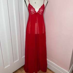 La Senza Red Lace Sheer Maxi Lingerie Gown, Size M